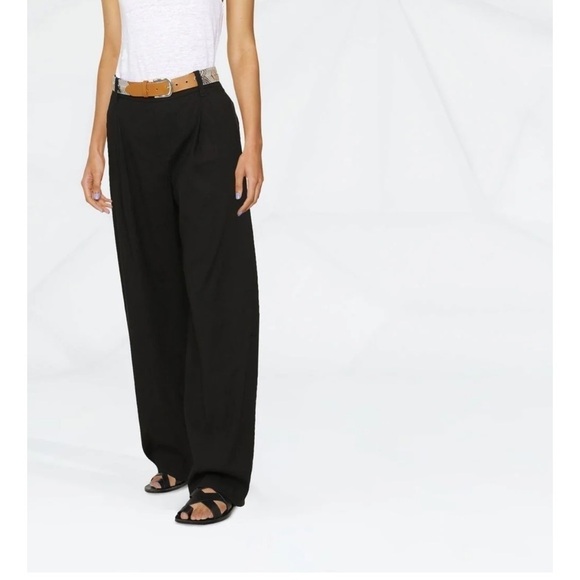 NWT Vince Women’s XL Pleated Front Straight Leg Linen Blend Black Pull On Pants - Picture 1 of 16